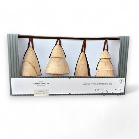 Set of 4 Wood Tree Ornaments - Threshold Studio McGee, Target Christmas 2022 - Picture 4 of 4
